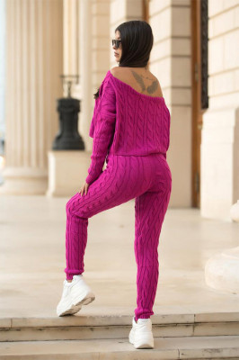 Compleu tricot Gyna, Roz pantaloni si bluza