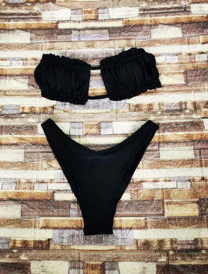 Costum de baie Cuba, cu trei piese, negru