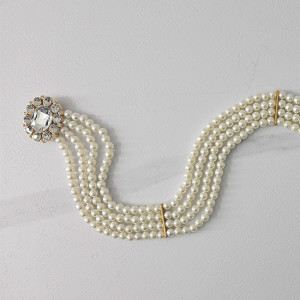 Curea elastica Pearly, catarama metalica decorativa si perle, Crystal Flower 3