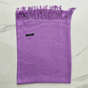 Esarfa tip sal Belladona, din material subtire, cu franjuri si emblema, Mov, 180x65 cm 2