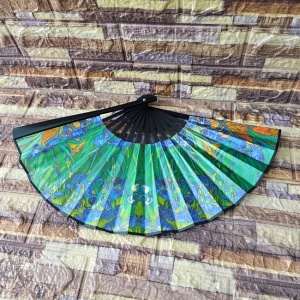 Evantai model japonez, pliabil, imprimat pe ambele parti, Iriși, Van Gogh verso
