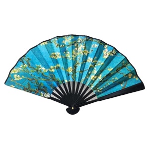 Evantai model japonez, pliabil imprimat pe ambele parti, Ramuri de migdal inflorit, Van Gogh 2