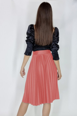 Fusta plisata eleganta Carmen, curea de aceeasi culoare inclusa, Roz, Marime universala S/M3