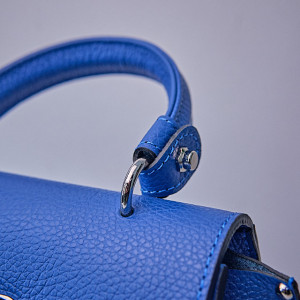 Geanta eleganta, PoshPurse, din piele naturala, de tip business si inchidere laterala, Albastru 4