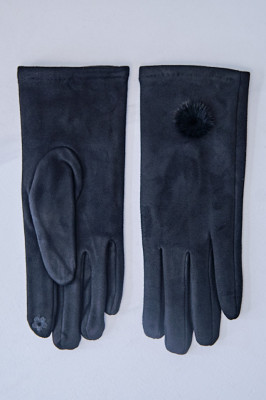 Manusi scurte elegante, AXY, cu pompom, Negru, Marime universala 2