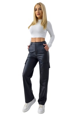 pantaloni cargo piele ecologica dama