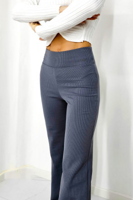 Pantaloni casual Aztech, cu aspect striat si croi evazat, Antracit 2