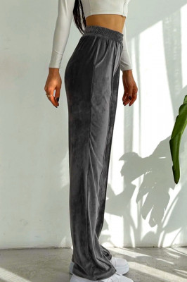 Pantaloni de catifea Touch, croiala lejera cu dunga pe picior, Gri 2