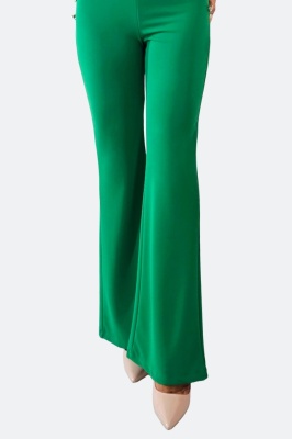 Pantaloni eleganti OTIS, cu croi evazat si butoni decorativi, Verde 5