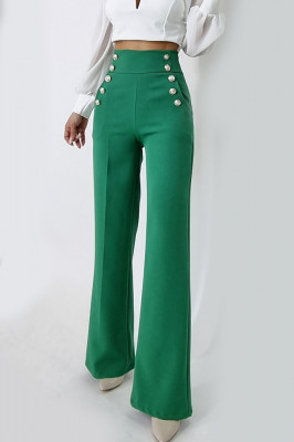Pantaloni eleganti Palma, cu talie inalta, Verde3
