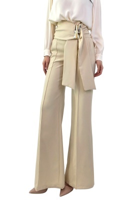 pantaloni crem palazzo pentru tinute elegante de zi
