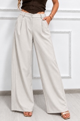 Pantaloni eleganți damă cu pense frontale și buzunare laterale