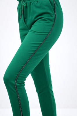Pantaloni sport asimetrici FlexLine, cu vipusca in relief, Verde 