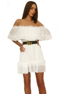 Rochie Divisim, vaporoasa, Alb, Marime S/M