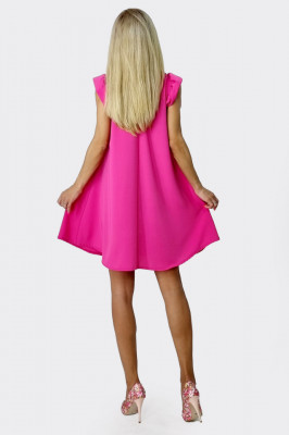 Rochie larga Azzuro, cu umeri bufanti si croiala in A, Fucsia1