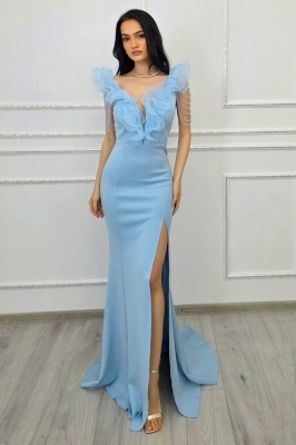 rochie baby blue lunga premium cu detalii moderne