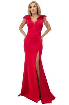 rochie eleganta premium cu detalii stralucitoare pe brate