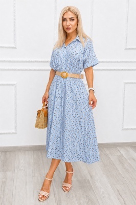Rochie casual EVELISSE cu guler tip cămașă și talie elastică