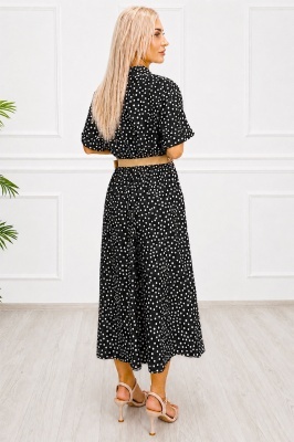 Rochie neagra cu buline EVELISSE pentru ținute smart casual