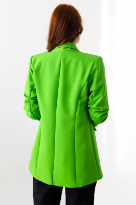 Sacou casual Adnana, fara inchidere, cu buzunare decorative, Verde smarald, spate