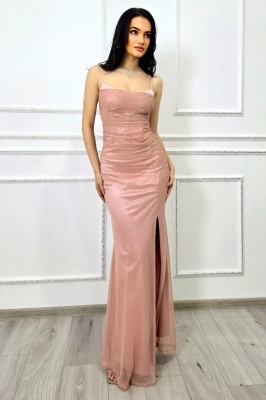 Set 3 bucati Rochie lunga decoltata MaryVelle, cu corset, Roz pudrat, Marime S/M