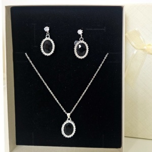 Set bijuterii dama Feeling Black cu colier si cercei inox