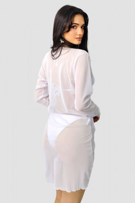 Set de plaja trei piese Ameline, costum de baie reglabil si rochie cu snur reversibil spate
