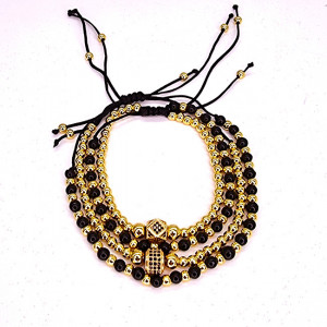Set Precious, patru bratari unisex, cu bile din inox, si cristale zirconiu3