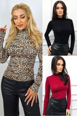 Set promo, cu trei piese malete Lady Liza Wild Flame, cu guler pe gat si textura subtire, Marime S/M