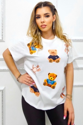tricou cu imprimeuri jucause alb