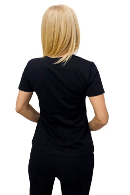 Tricou de dama imprimat AMOO, cu cristale artizanale mari, Rays Heart Negru