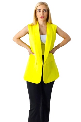 Vesta eleganta tip sacou ARISTO, cu clapeta decorativa, Galben, one size