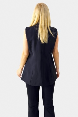 Vesta eleganta tip sacou ARISTO, cu croiala cambrata, Negru, Marime S/M verso