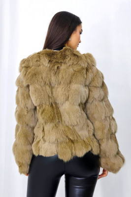 Blana naturala de vulpe Sidonia, cu prindere pe interior, Bej, Marime S/M/L 4