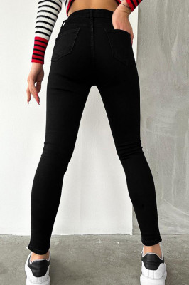 Blugi dama KiKo, slimfit cu talie inalta si textura elastica, Negru 1