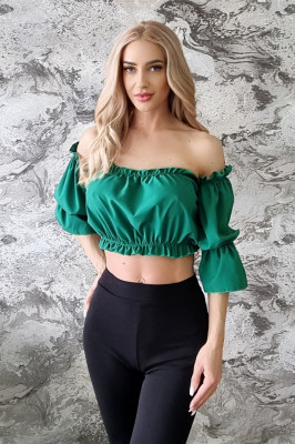 Camasa dama Narccise, pe umeri si maneci trei sferturi, Verde3