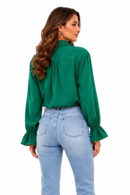 Camasa dama verde MELISAN cu maneci lungi