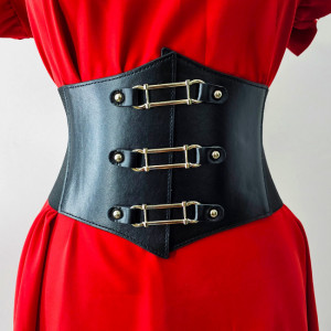 Centura corset Tao, din piele ecologica, elastica, cu capse si detalii metalice  3