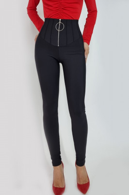 Colanti modelatori Leonie, cu talie inalta si corset cu pliuri si fermoar 4