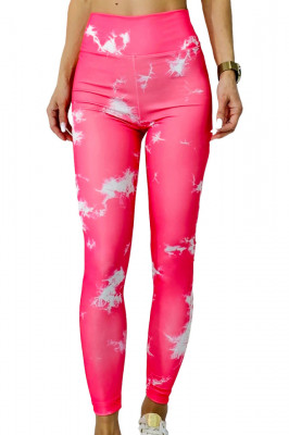 Colanti yoga MoZAIK, banda lata in talie cu efect modelator si push up, Rosu 3