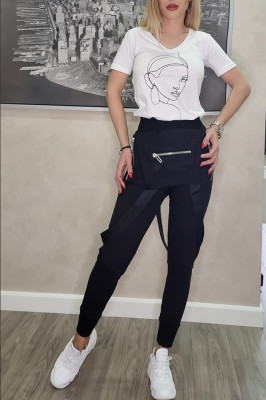 Compleu Black Diamond, pantaloni si tricou, Alb-fata
