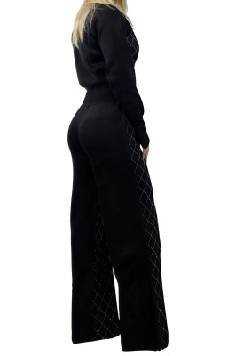 Compleu cu lana si cristale Rewe Mirage, pantaloni si jerseu, Negru, Marime universala