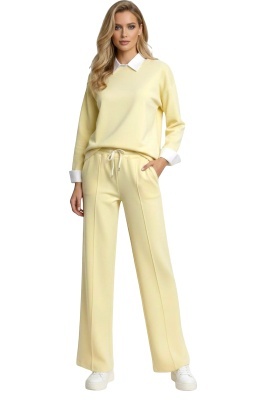 set dama smart casual cu bluza lejera galben