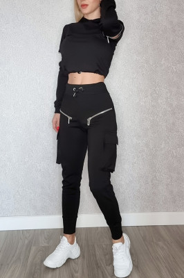 Compleu sport Fancy, pantaloni si hanorac cu gluga-lateral