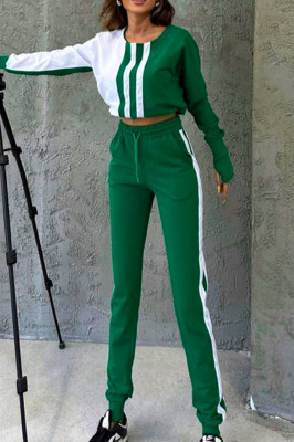 Compleu sport One Balance, bluza cu manseta tip manusa, snur in talie si pantaloni cu banda elastica, Verde 2