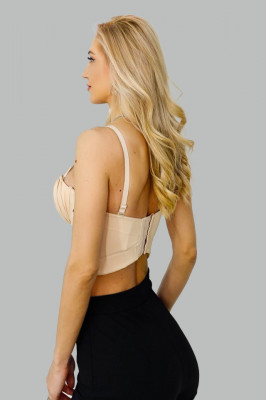 Corset Snow Breeze, cu bretele reglabile cu grosime medie si cupe cu aspect drapat, Crem2