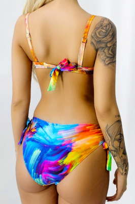 Costum de baie doua piese MYNA, slip reglabil si sutien accesorizat, Albastru 4