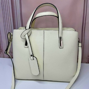 Geanta Business Tote, din piele naturala si curea detasabila, Crem 3