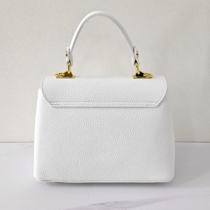 Geanta eleganta, Glamour Style, din piele naturala, business si curea detasabila, Alb  spate