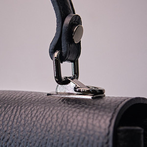 Geanta eleganta, GlamourGrip, din piele naturala, de tip business si curea detasabila, Negru 3